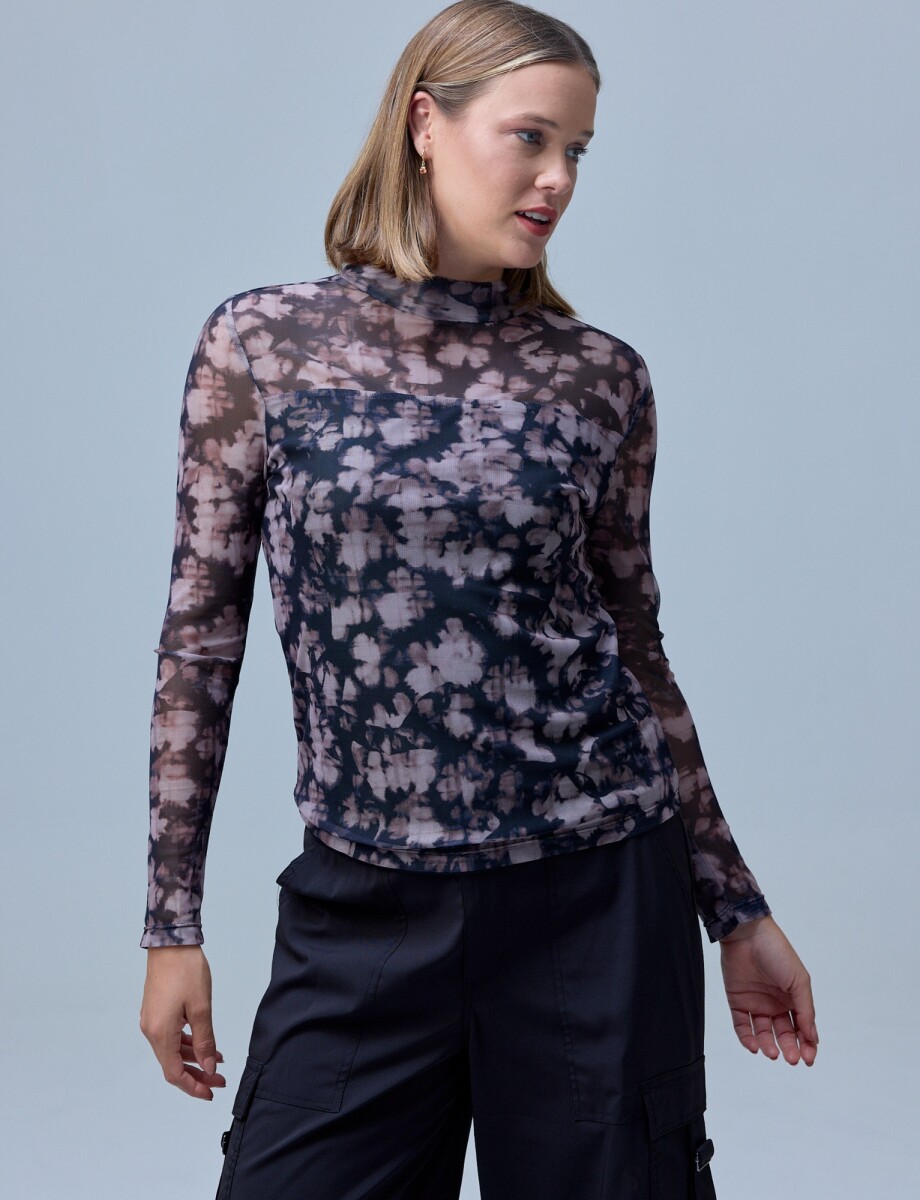 Blusa Microtul Print - Negro/multi 