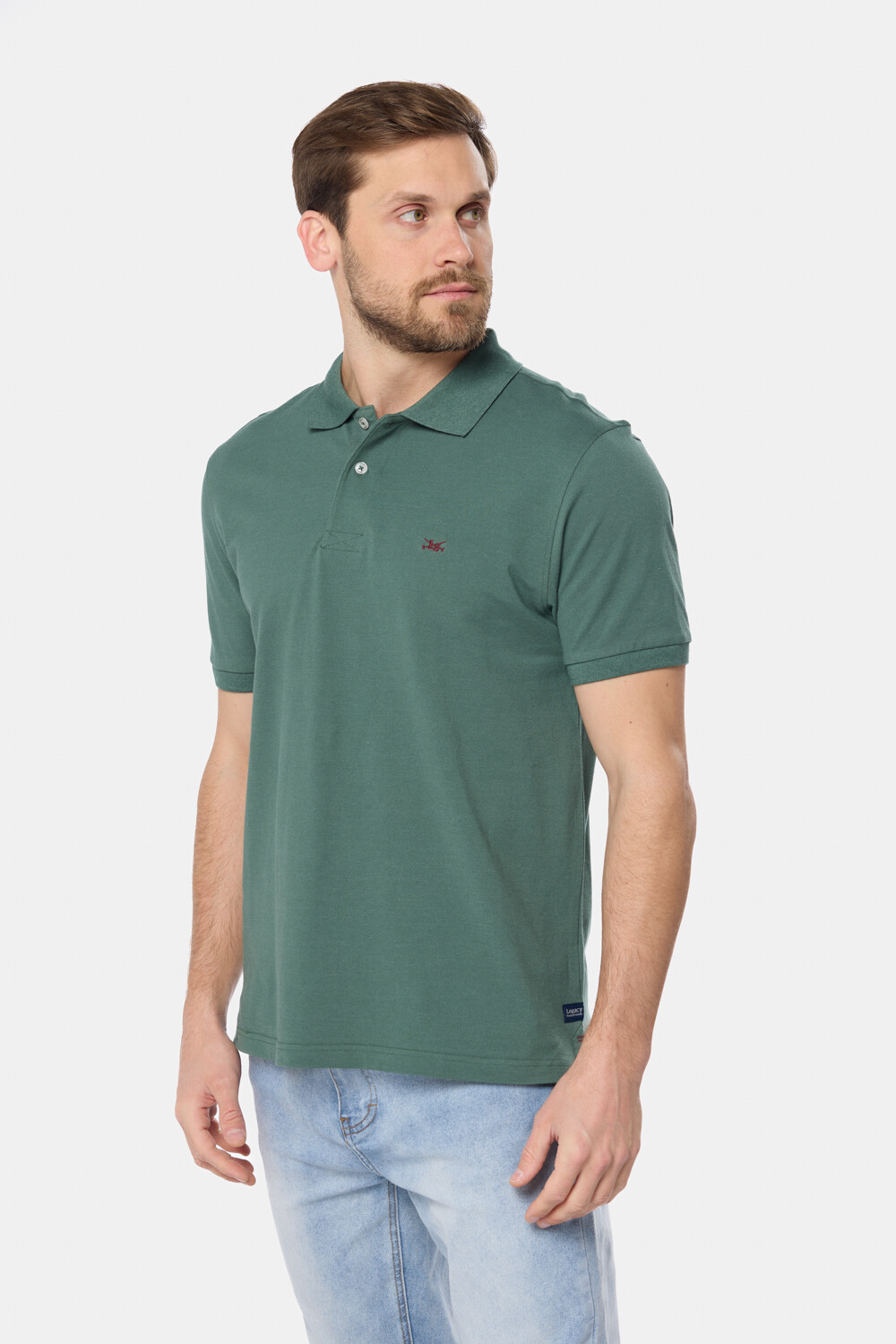 REMERA POLO LISA Verde oscuro
