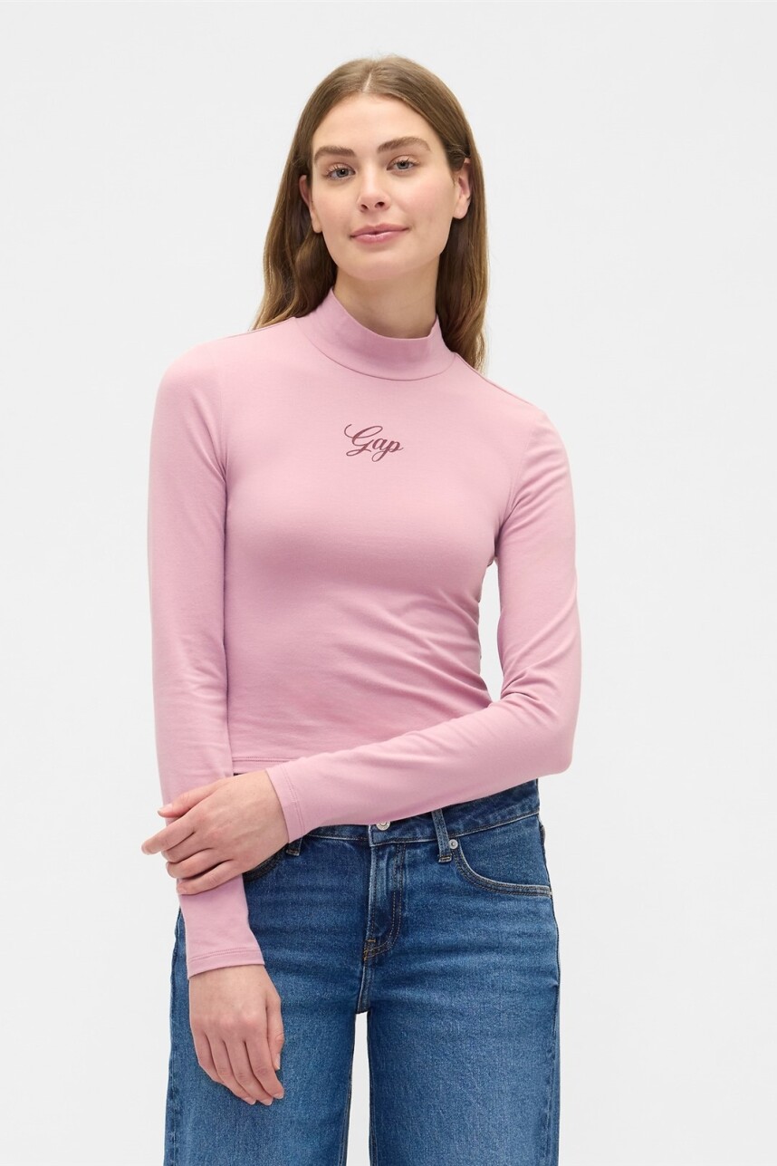 Remera Polera Logo Gap Mujer Lilas Pink 2
