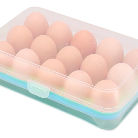 Huevera Organizador Plástico Para Almacenamiento 15 Huevos Celeste