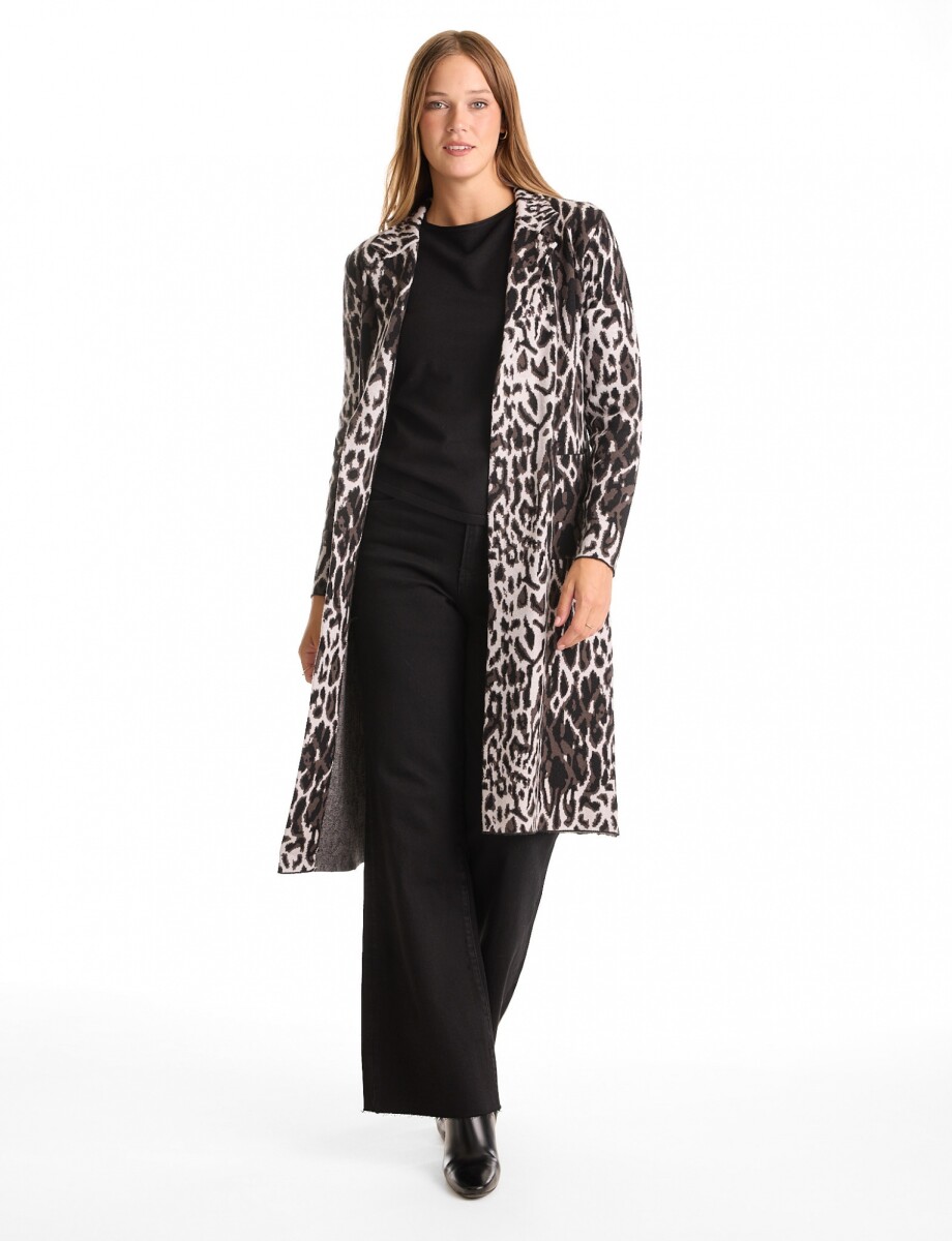 Chaqueta Tejida Larga - Negro/gris 