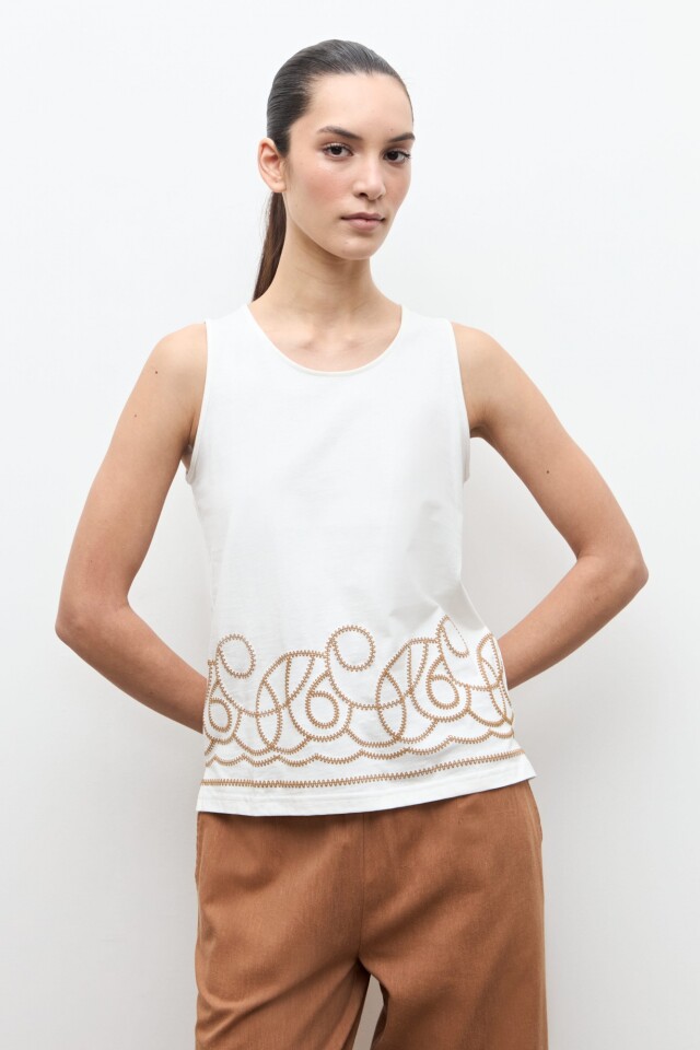 Musculosa puff print crudo