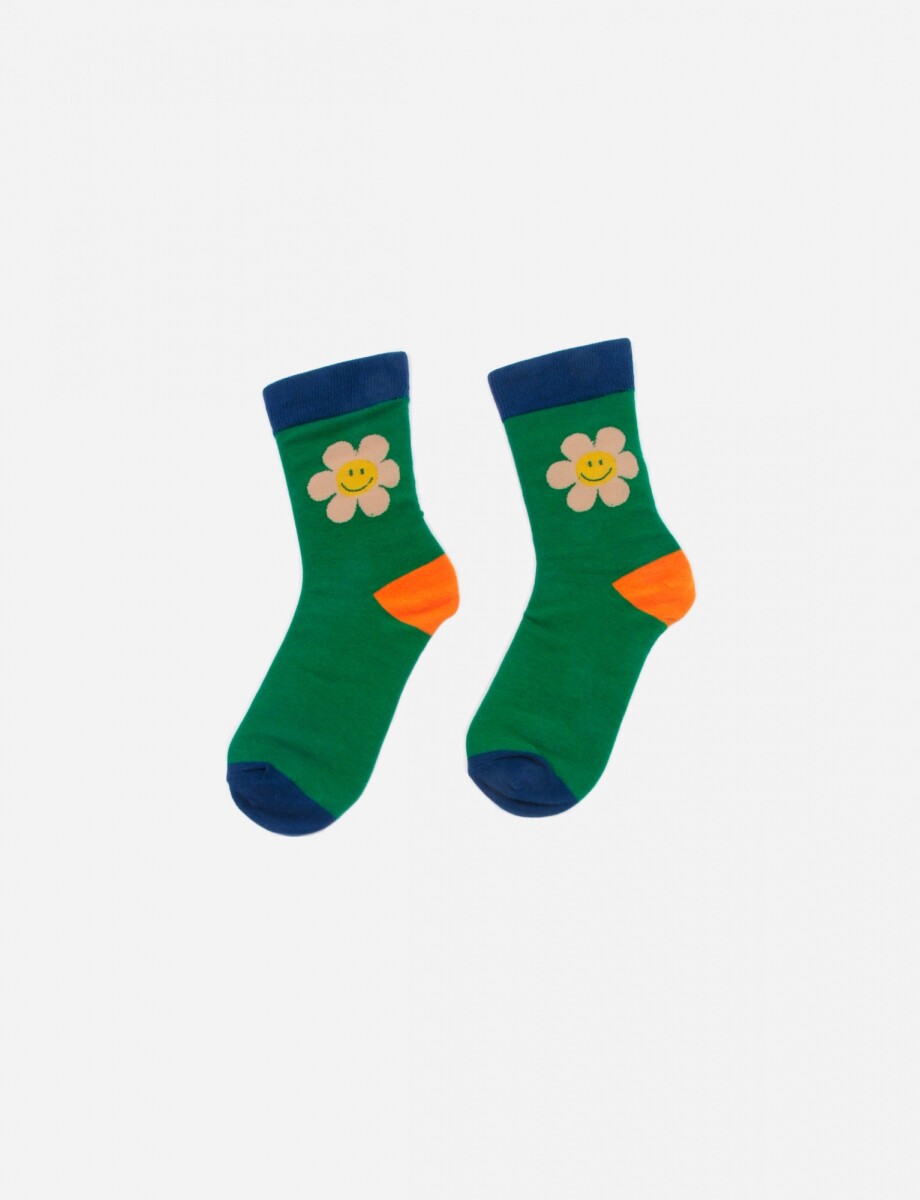 Medias smiley flower - verde 
