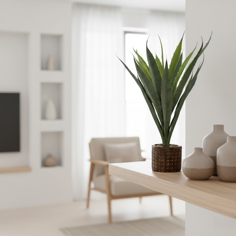 PLANTA ARTIF VERDE C/MACETERO MARRON 11X50CM Unica