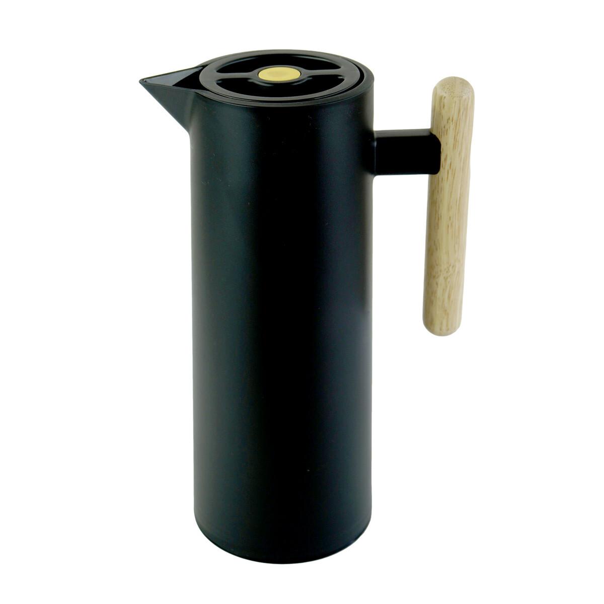 JARRA TERMICA 1LT PLASTICO NEGRO ASA IMITA MADERA BOTELLA VIDRIO 