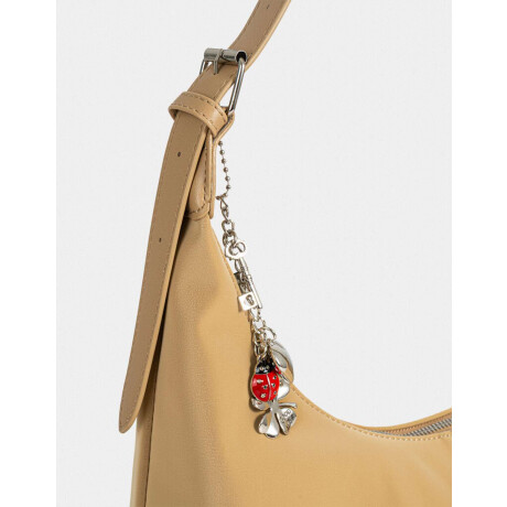 Cartera Saca Con Charm Marron Beige