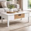 Mesa de centro Lumax de 1 cajón madera y blanco Mesa de centro Lumax de 1 cajón madera y blanco