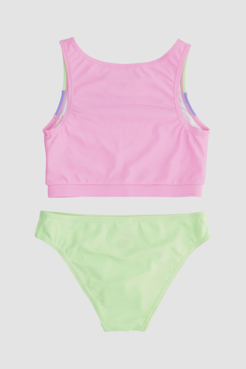 Bikini surf girl tricolor 6-16a Rosado