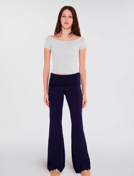 PANTALONES ACAMPANADOS CON CINTURA ELÁSTICA AZUL