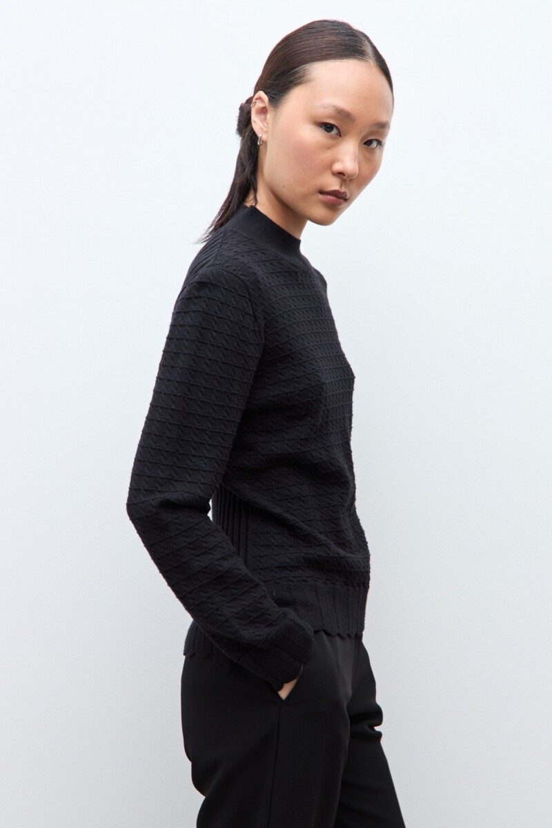 Media polera con estructuras negro