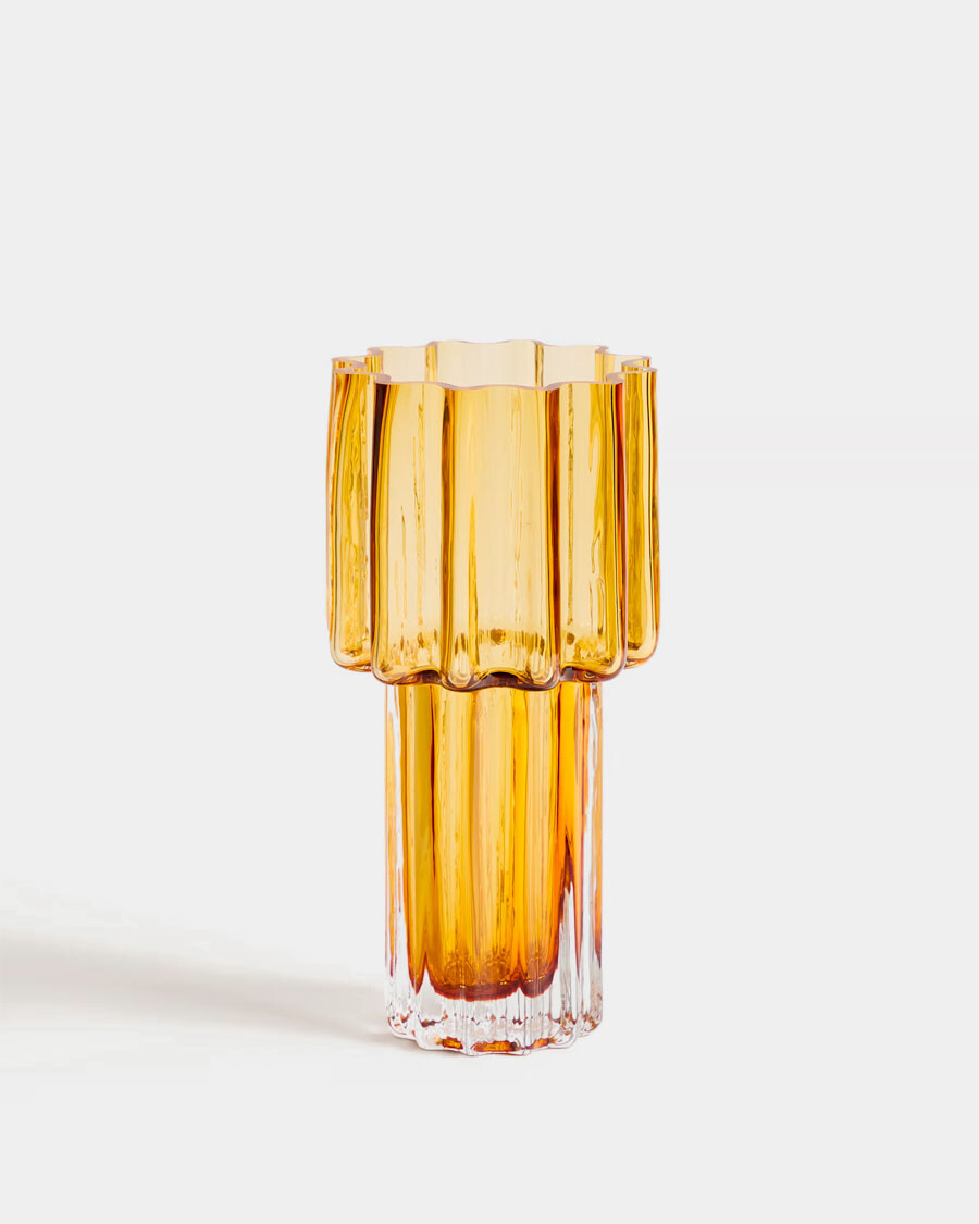 Jarrón Cristila de cristal naranja de 30 cm Jarrón Cristila de cristal naranja de 30 cm