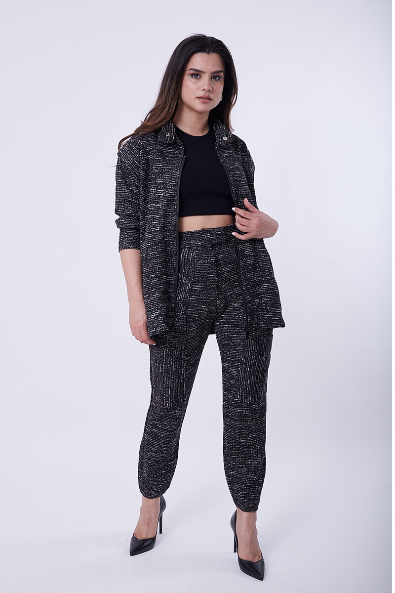 Conjunto Saco Y Pantalon Tweed - Negro 