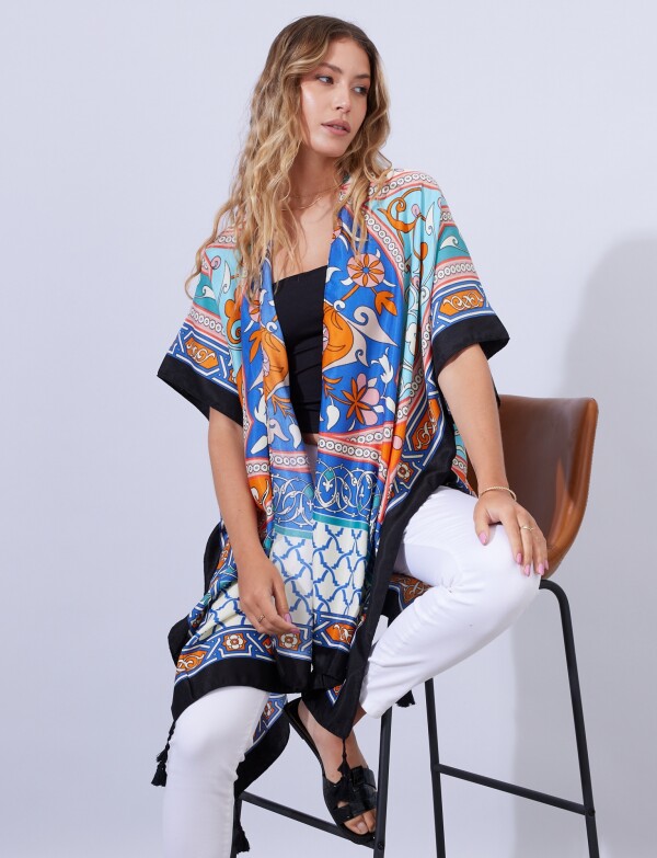 Kimono Printed MULTI/NEGRO