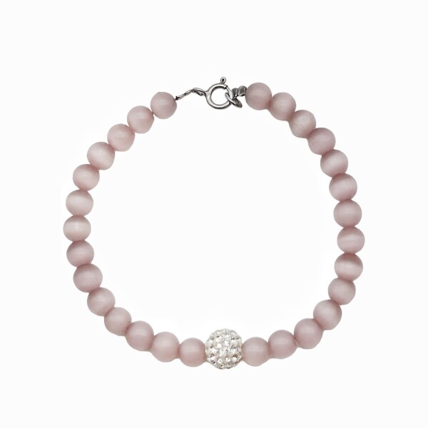 Pulsera bolitas-Plata 925-Piedra ojo de gato y zirconia-PU3026 conpiedra
