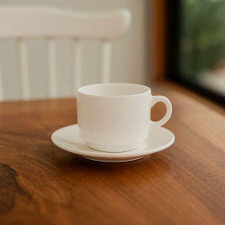 Taza De Te 240Ml Con Plato Blanco