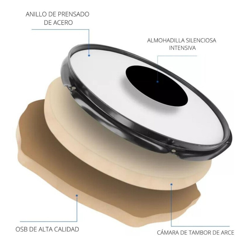 Pandereta Para Batería De Practica Percusión Beige