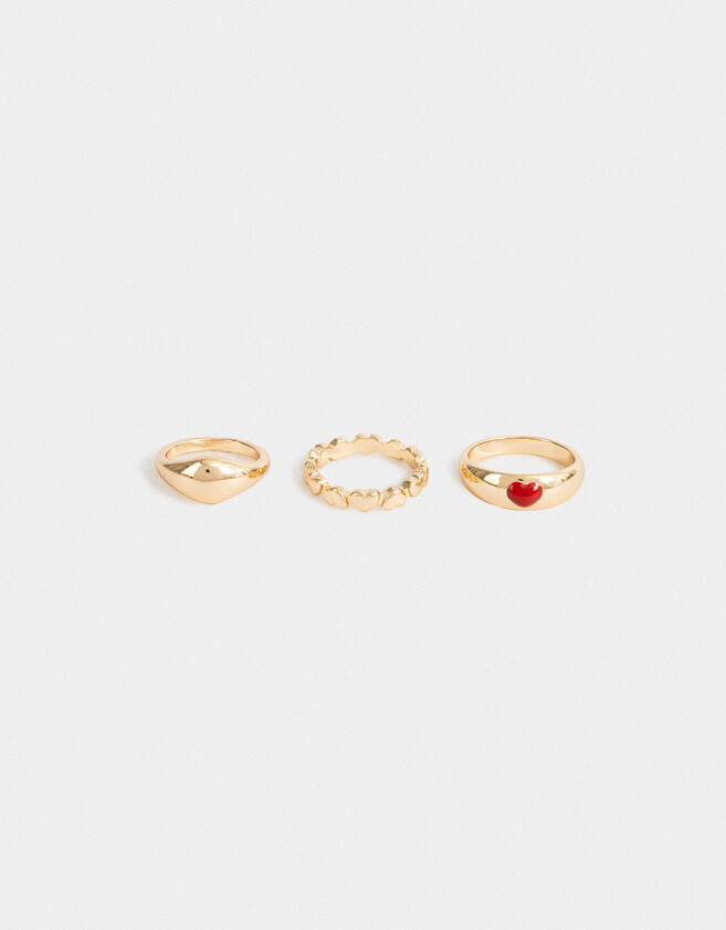 Sets Anillos Con corazón Set De Anillos Con Corazones - Dorado