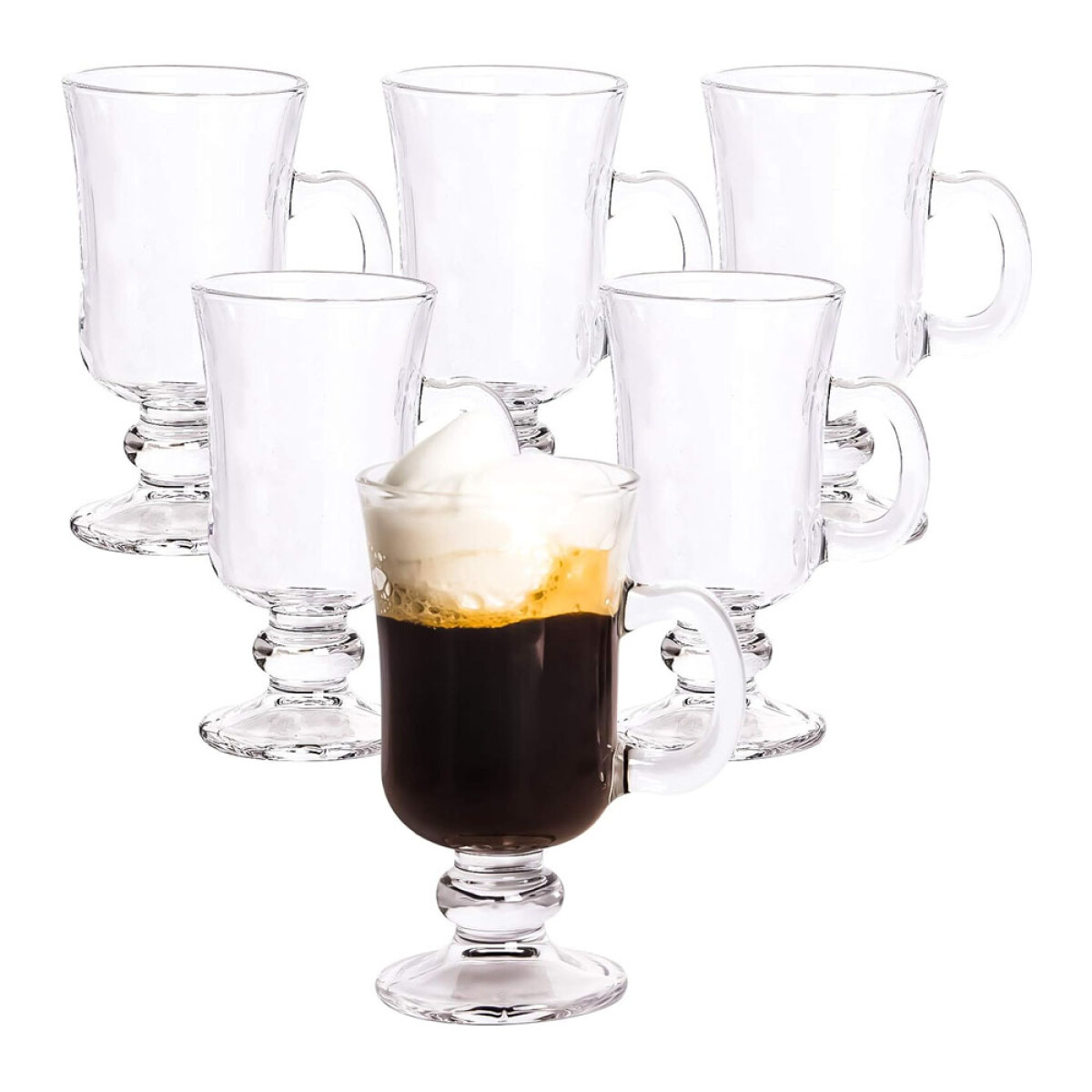 Juego 6 Tazas Vasos Multiuso Jarras Irish Cofee 130Ml Vidrio - Transparente 