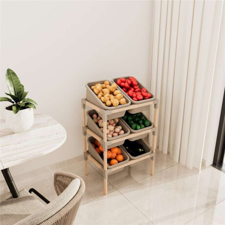 Estanteria 6 Contenerdores 90X55X39Cms Madera Y Pp