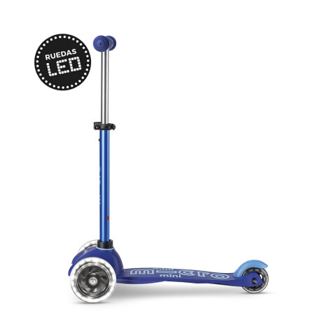 Monopatín Micro Mini Deluxe LED Ajustable con 3 Ruedas AZUL