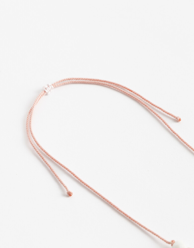 Collares Cortos Canutillos Collar Para Niñas Con Beads Y Dije Flor - Rosa Bebe