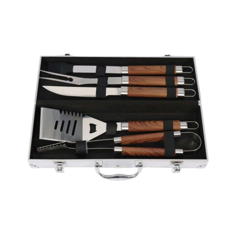 Set de Utensilios de Cocina Fire King Mango de Madera 5 Piezas con Valija Mango Grano de madera