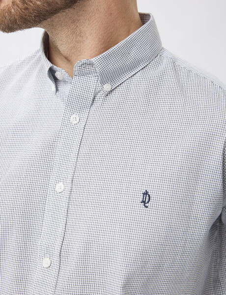 Camisa m/l microcuadros negro