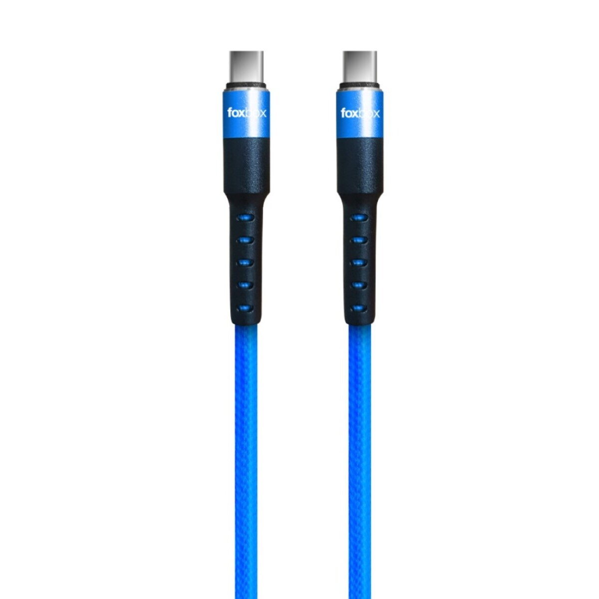 Cable USB TYPE-C A TYPE-C 65W Fast Charge 1.25m FOXBOX ROUND PRO SERIES - Blue 