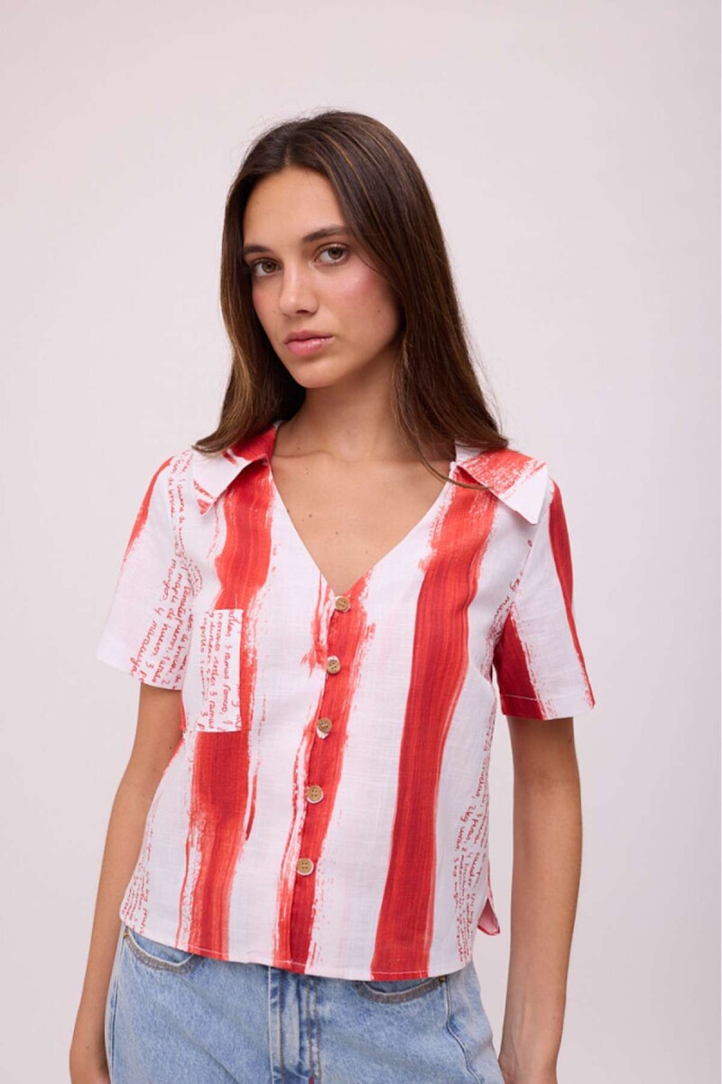 BLUSA FRESA PRINT - Rayas Rojo 