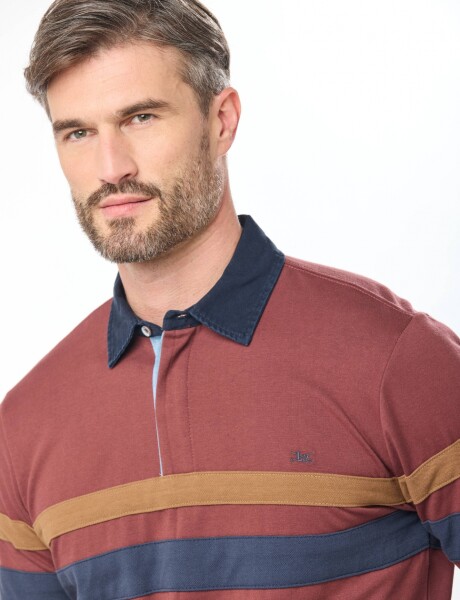 REMERA POLO RAYADA Bordo