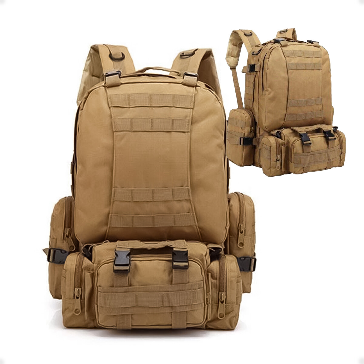 Mochila Táctica Grande Waterproof 60l Sistema Molles - Marrón 