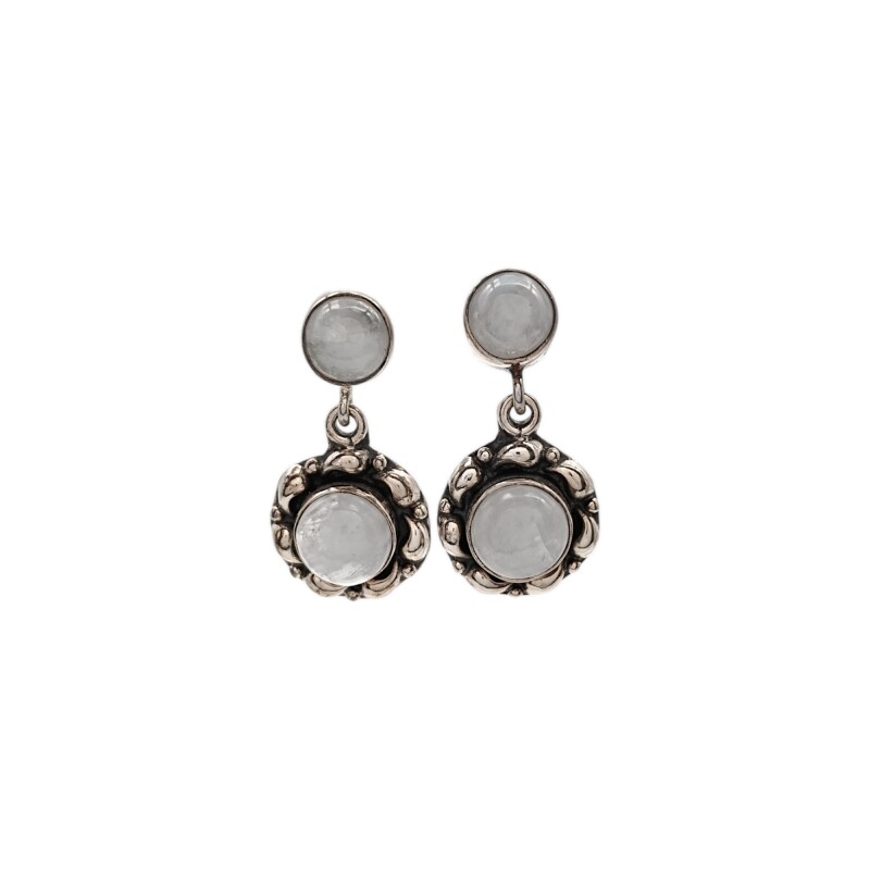 Caravanas Circulos-Plata 925-Piedra Luna-CA3350 Conpiedra