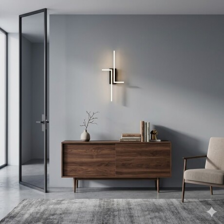 Aplique Led minimalista Diseño doble L 20W Cálido NEGRO