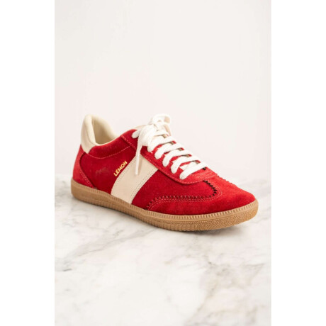 Zapatilla Gamuza Combinada Rojo