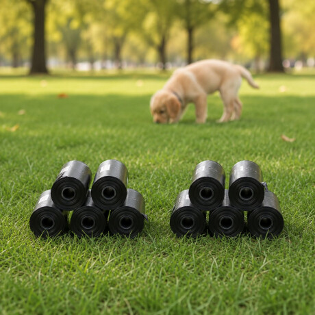 Pack 10 Rollos Bolsas Sanitarias Mascotas 150 Bolsas Negro
