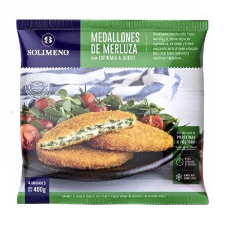 MEDALLON MERLUZA ESPINACA QUESO 400G +SOLO PDE O WEB+ MEDALLON MERLUZA ESPINACA QUESO 400G +SOLO PDE O WEB+