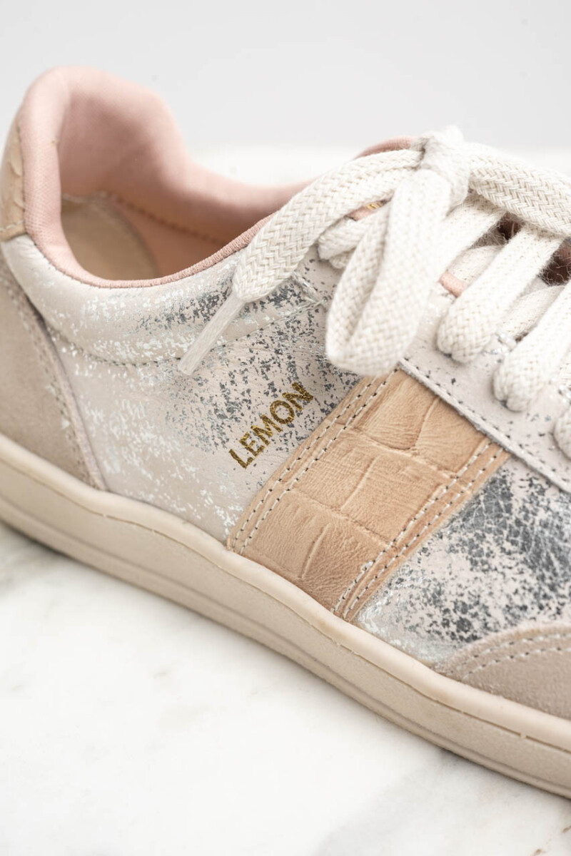 Zapatilla Cuero Gastado Nácar