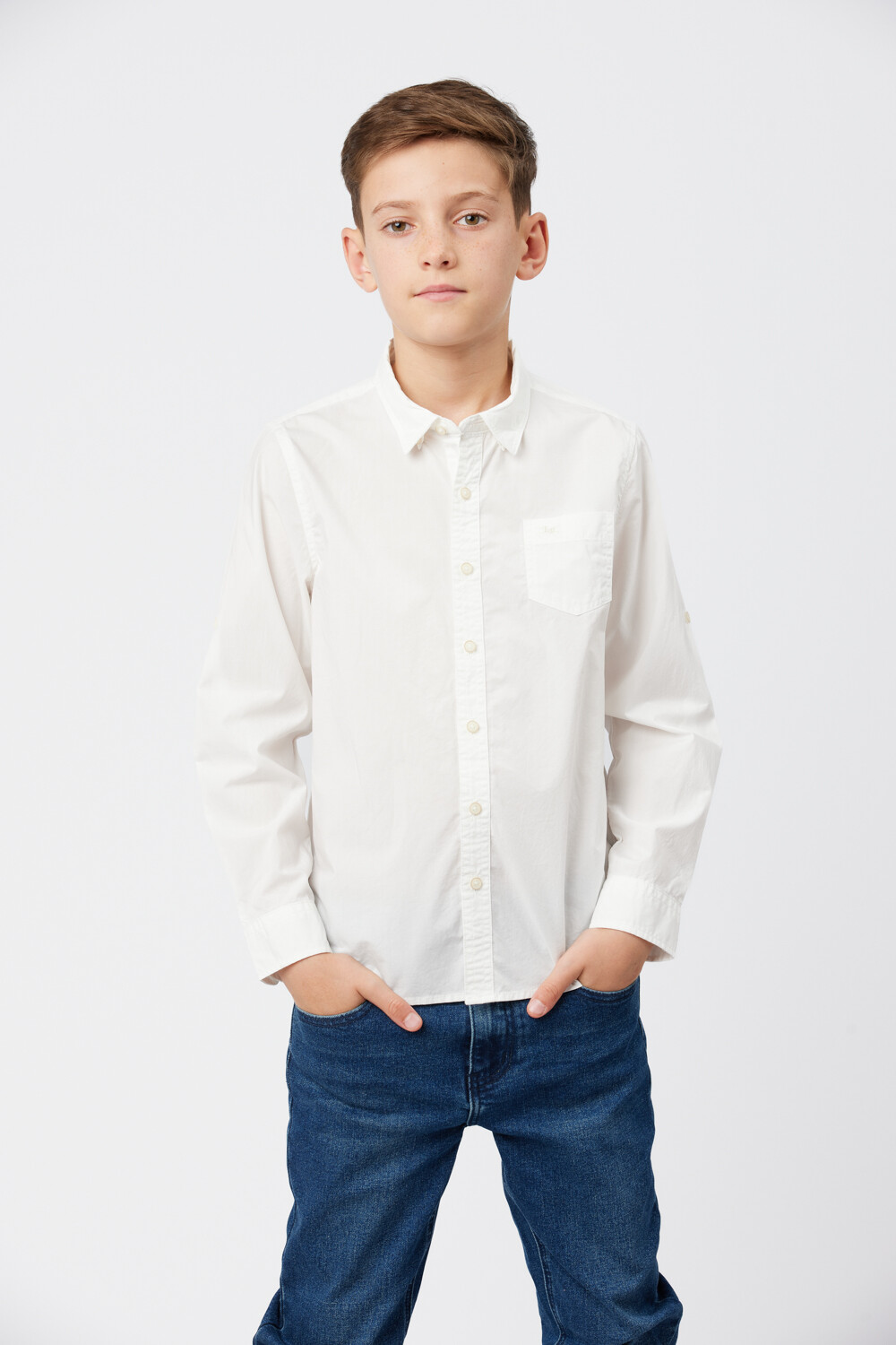 CAMISA LISA DE ALGODÓN Blanco