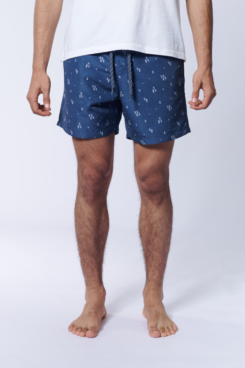 Short de baño Estampa Etnico Azul