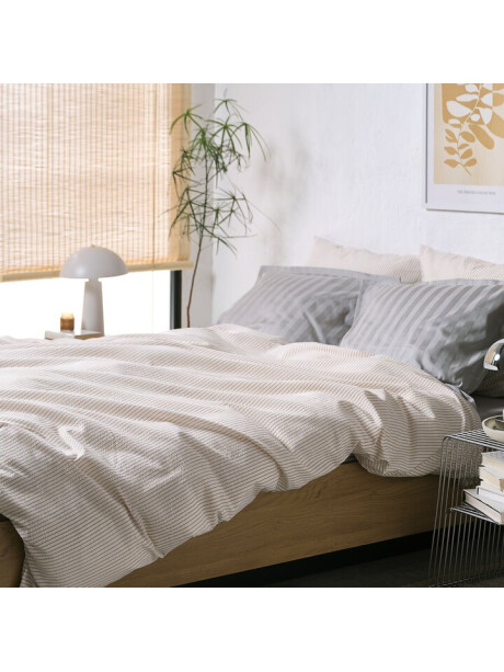 Juego de funda nórdica STINNE Seersucker SGL blanco/latte Juego de funda nórdica STINNE Seersucker SGL blanco/latte