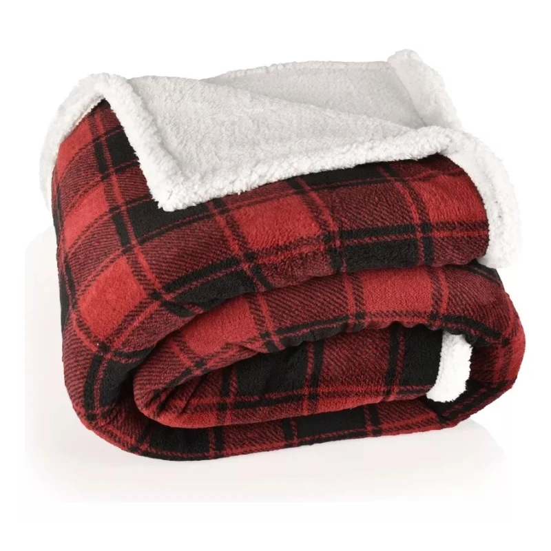 Frazada Reversible Polar Sherpa Cuadrille 150x200 - Bordó Frazada Reversible Polar Sherpa Cuadrille 150x200 - Bordó