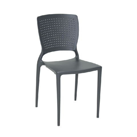 Silla apilable grafito "SAFIRA" c/ respaldo calado TD0582