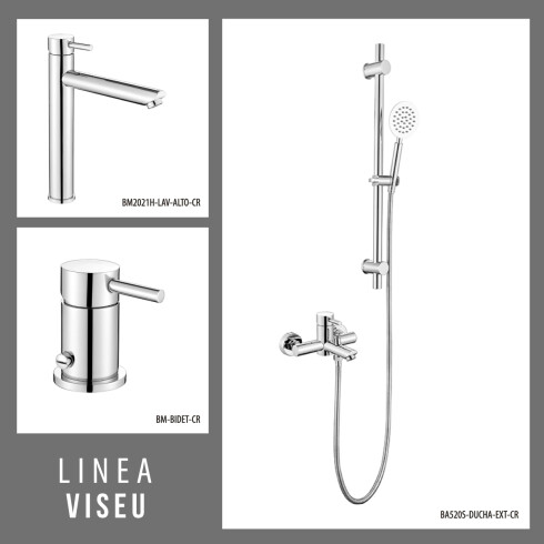 JUEGO DE GRIFERIA LAVATORIO ALTO BIDET BRILLO VISEU 000