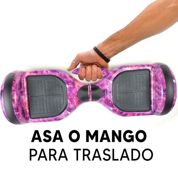 Combo De Skate Eléctrico 6.5" Con Luces Y Bluetooth + Asiento Para Hoverboard PK SKATE 6.5 GALAXIA ROSA 24 + ASIENTO