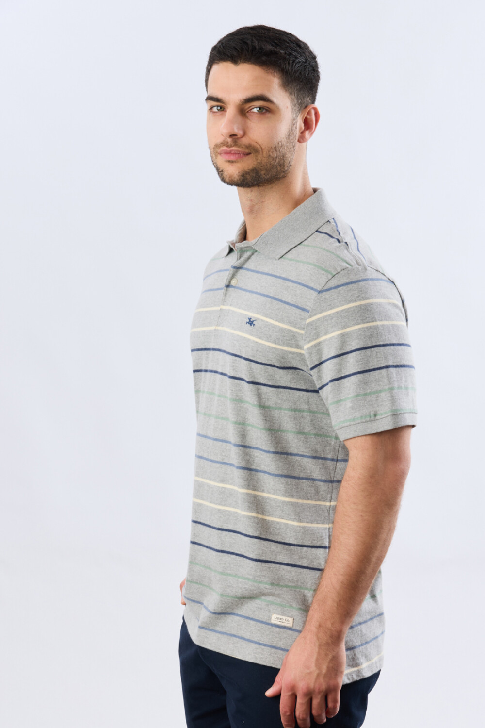 REMERA POLO RAYADA JERSEY Gris