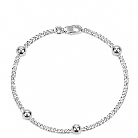 Pulsera plata grumet con 4 bolitas Pulsera plata grumet con 4 bolitas