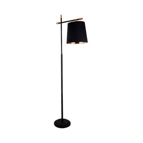 Luminaria de pie pantalla negra y detalles en madera E27 163cm Luminaria de pie pantalla negra y detalles en madera E27 163cm