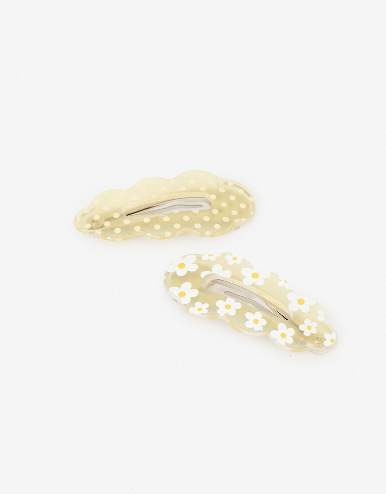 Horquillas con Accesorios Acrilico Set Hebillas Tic Tac Margaritas - Estampado Lunares