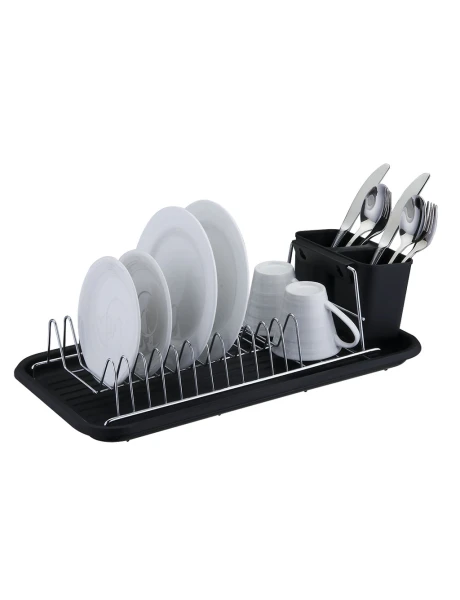 ESCURRIDOR A.CROM. C/BANDEJA Y CUB. NEGRO. 44X24X12CM ESCURRIDOR A.CROM. C/BANDEJA Y CUB. NEGRO. 44X24X12CM