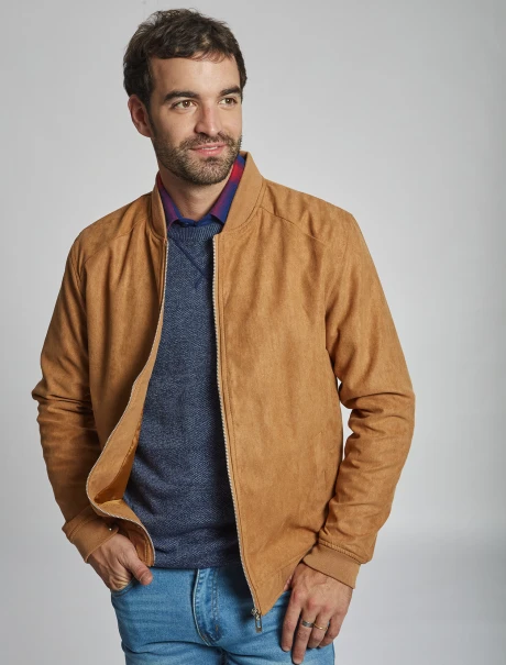 Campera bomber gamuza tostado